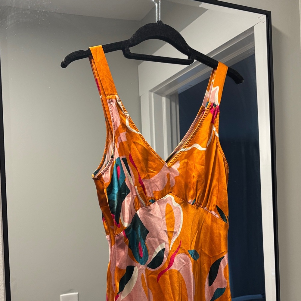 Reformation Orange and Pink Patterned Dress